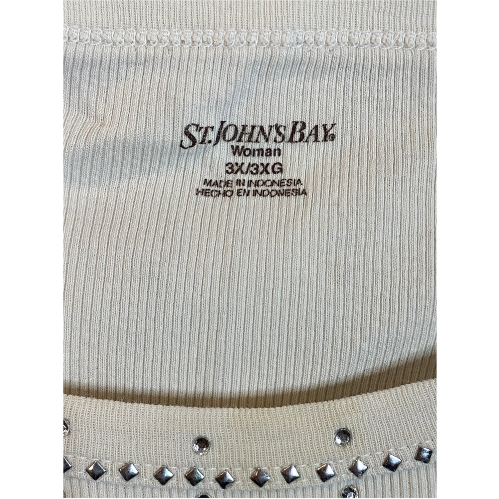 St John's Bay White Rhinestone Tank Top - Size 3X - Picture 2 of 3